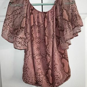 Dusty pink snakeskin baby doll shirt